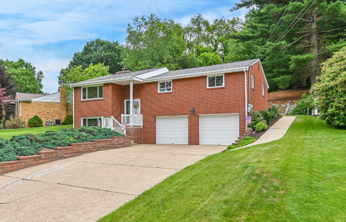 A split level red brick home in the Allison Park suburb of Pittsburgh