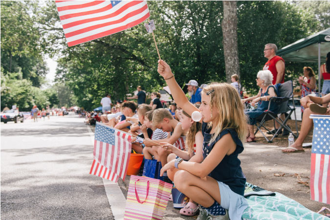 Hundreds of locals gather in celebration at the Dunwoody 4th of July Parade in Dunwoody, Georgia.