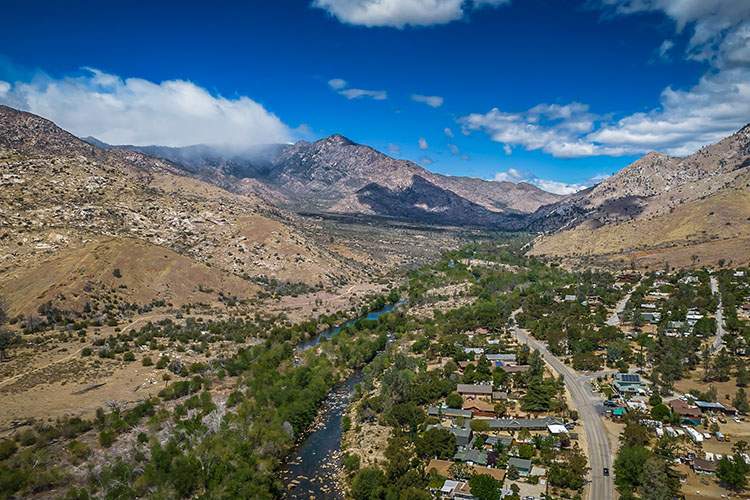 The Kern River, winding through the mountains.