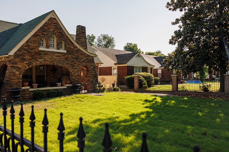 Homes in a row in the Crosstown Memphis district