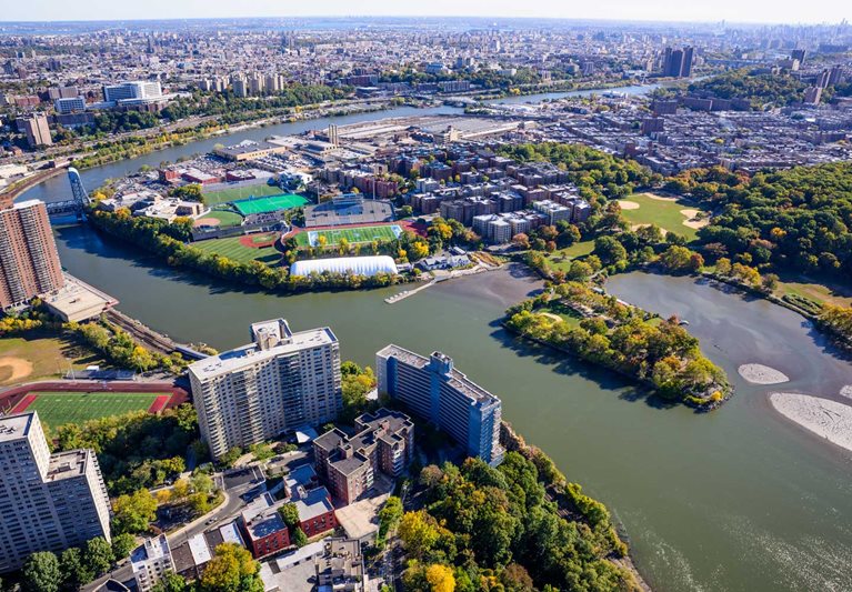 An overhead view of the Bronx in New York City