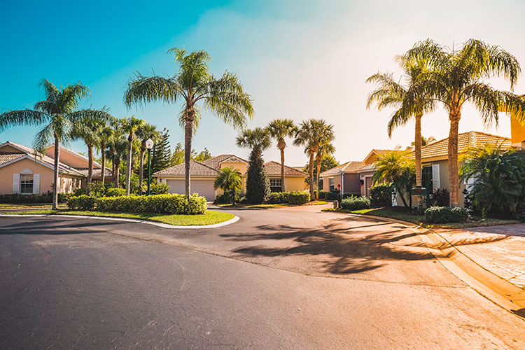 A residential cul-de-sac in Del Webb Naples, Florida