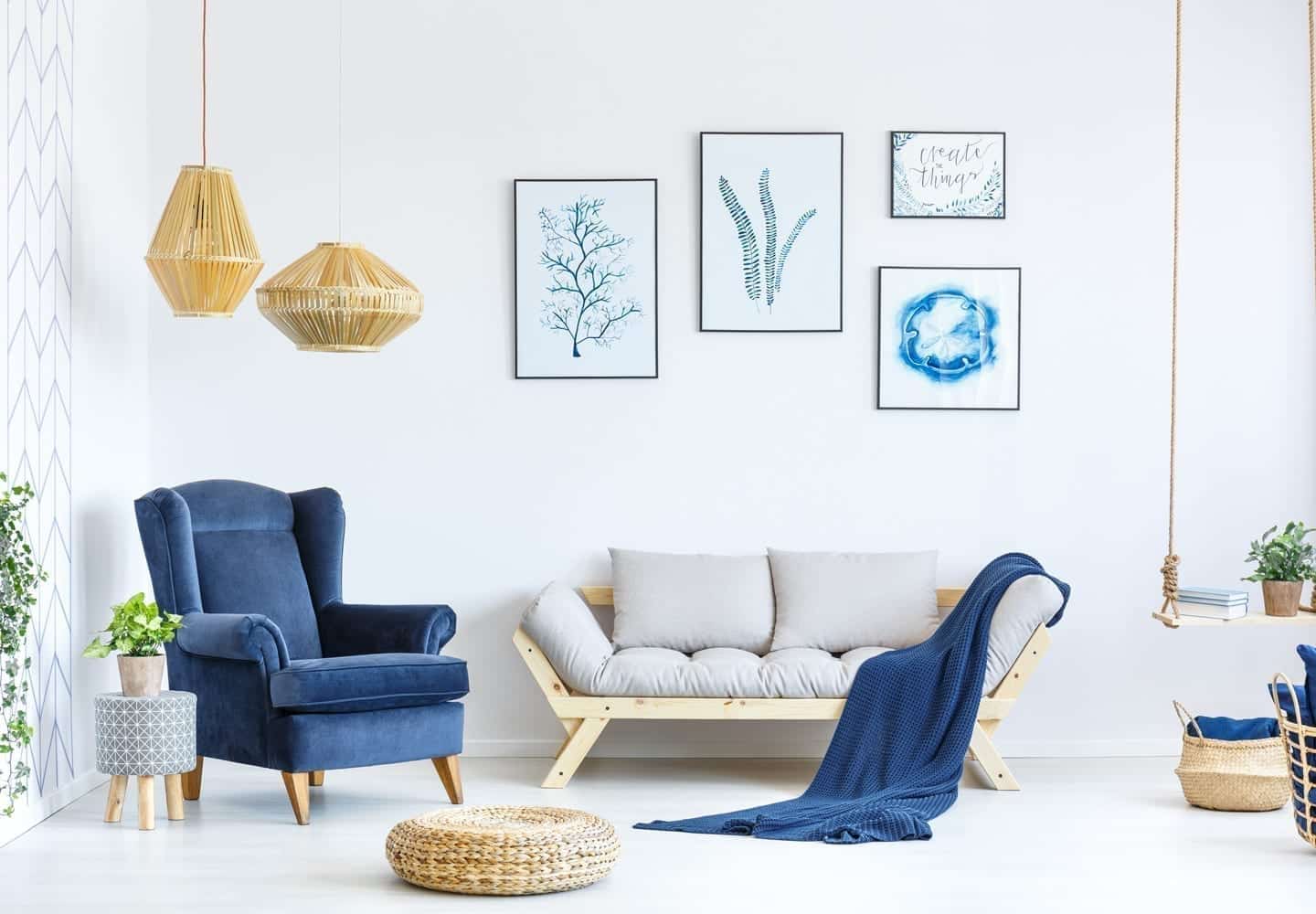 A small living room made to look larger with creative lighting techniques.