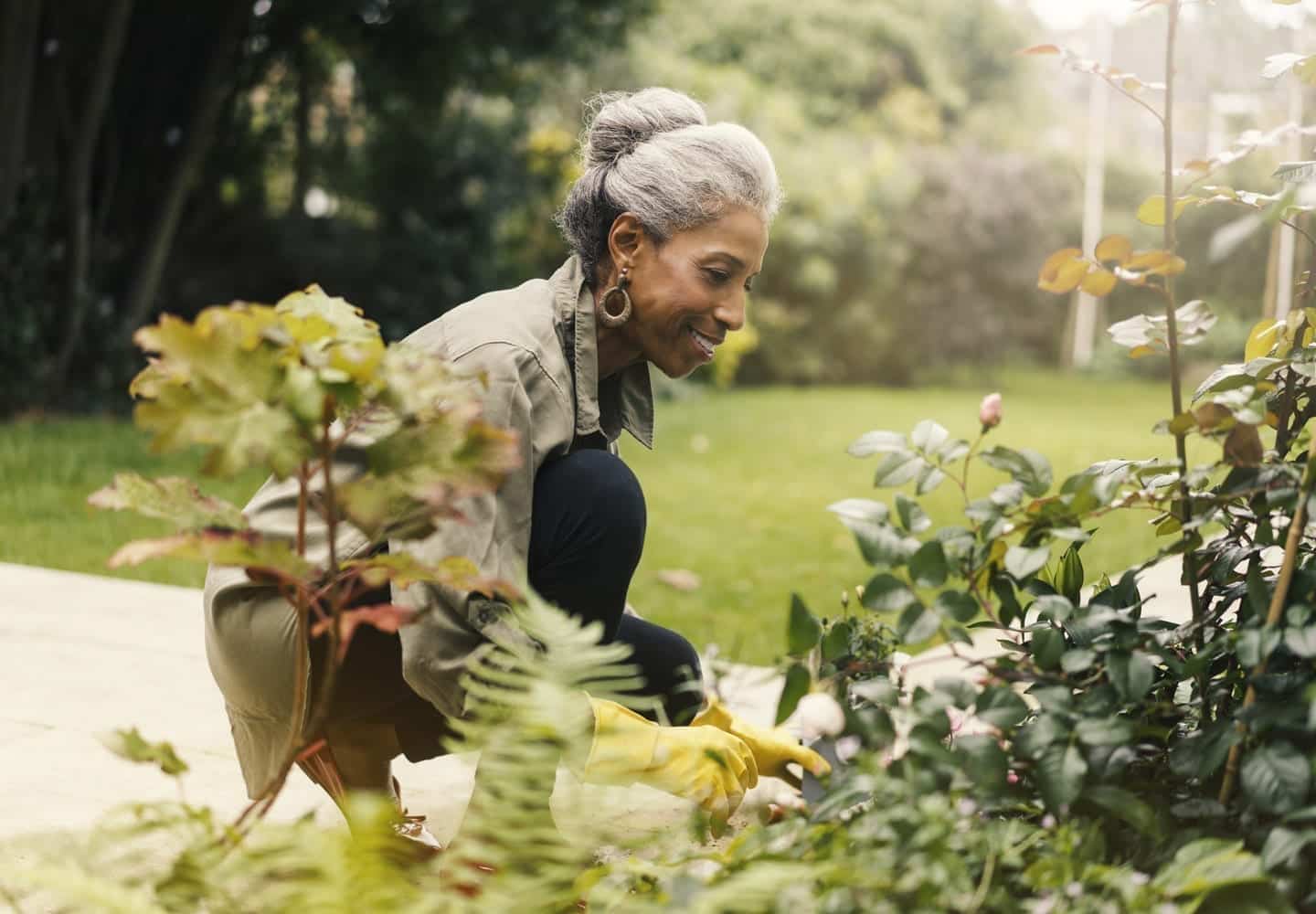A woman tending to her garden
