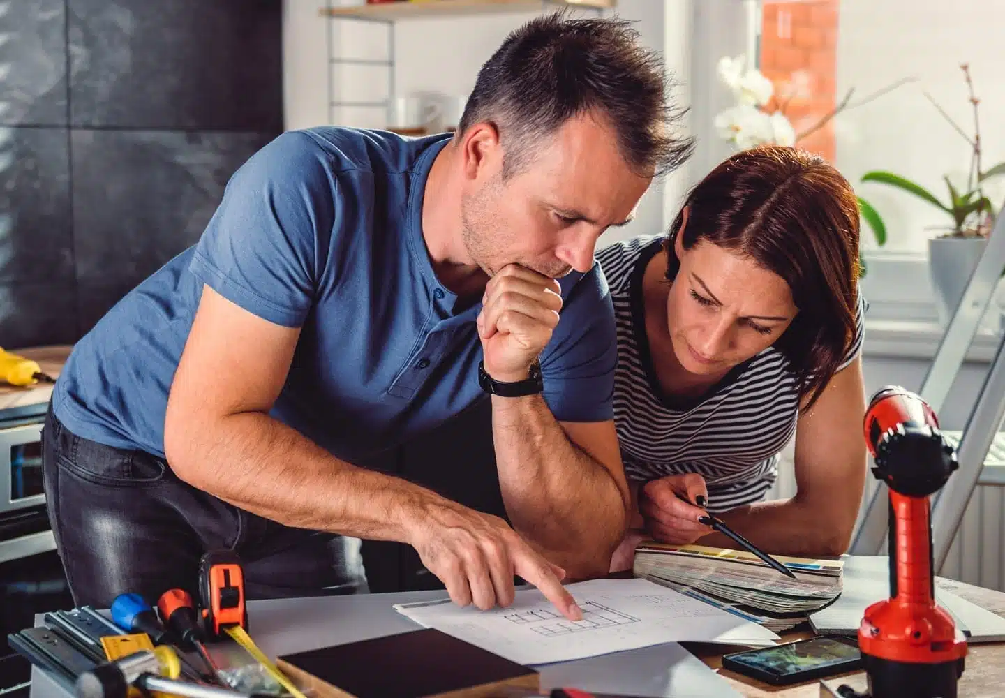 couple discussing home renovations