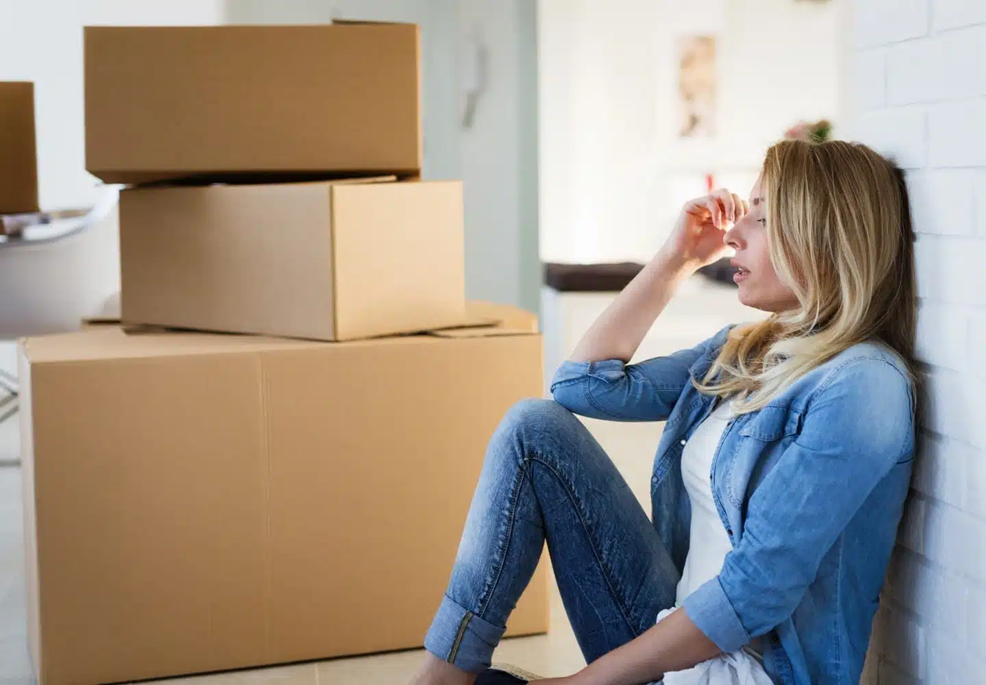 stressed woman moving