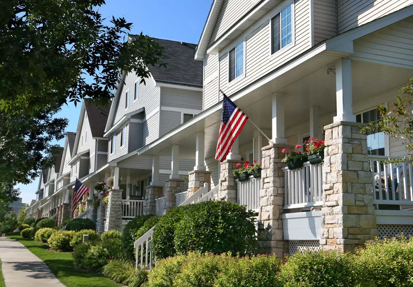 home displaying American flag