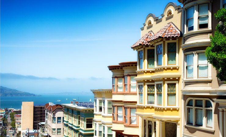 Rows of homes in San Francisco 