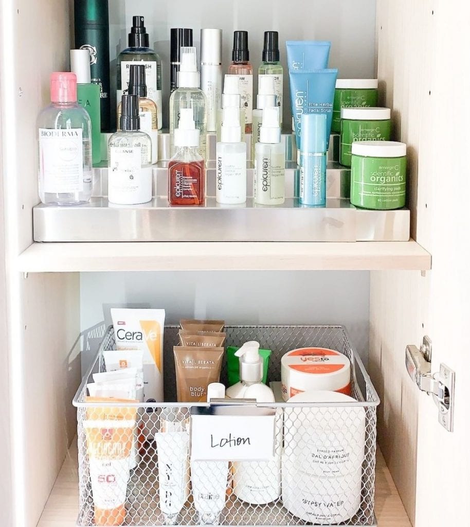 Organized bathroom cabinet