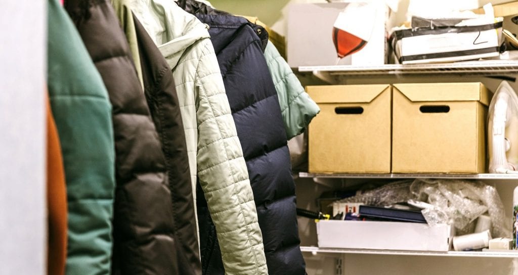 A cluttered closet