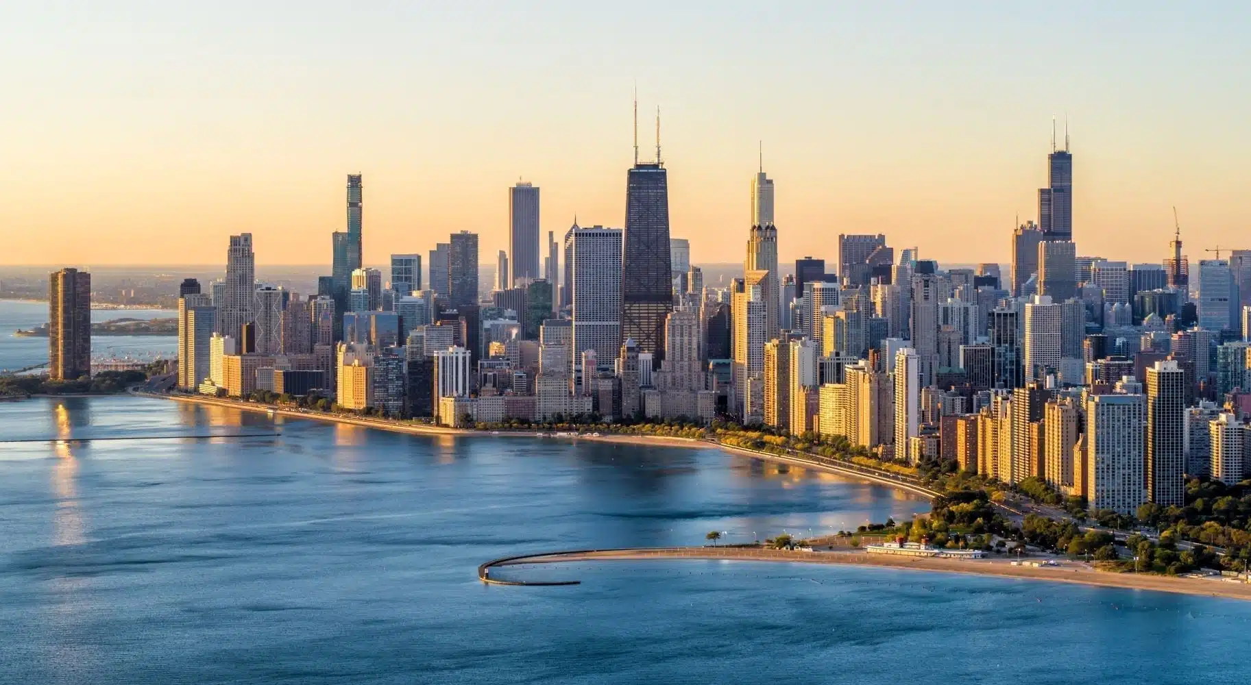 aerial view of Chicago skyline