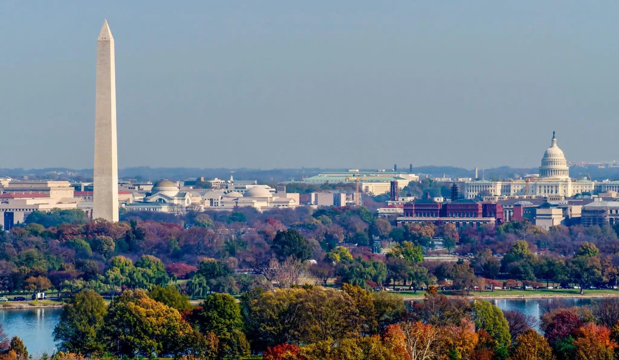 aerial view of Washington DC