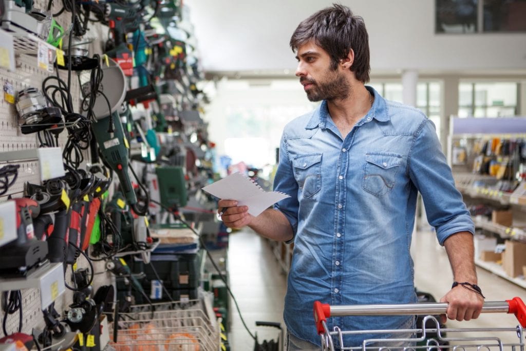 Man shopping at a home improvement store