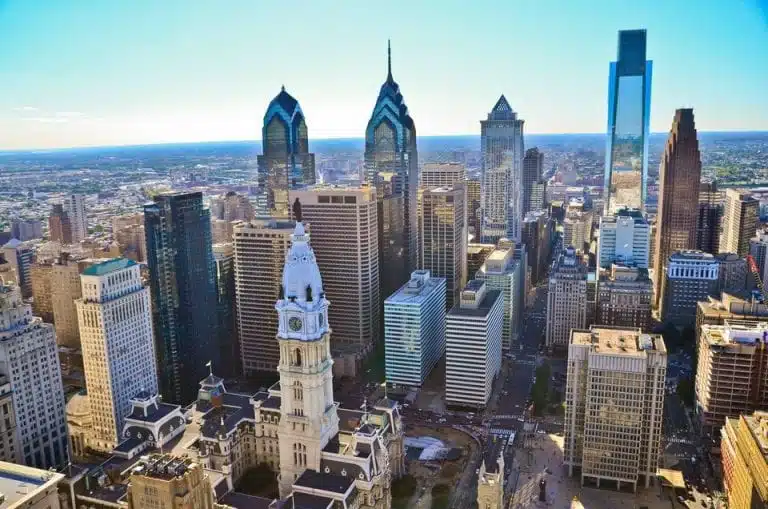 aerial view of Philadelphia, PA