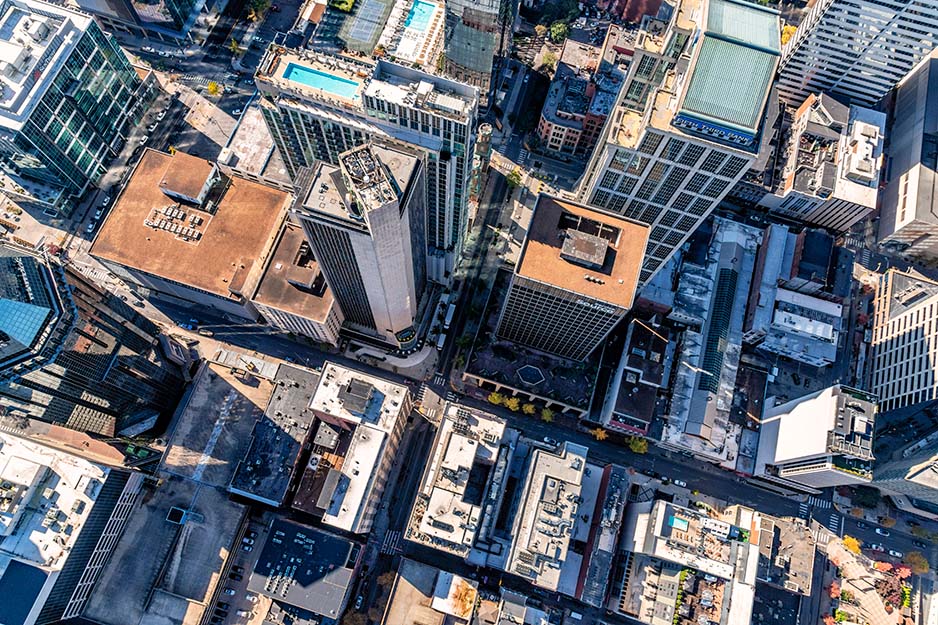 A bird's-eye-view of downtown Nashville. 