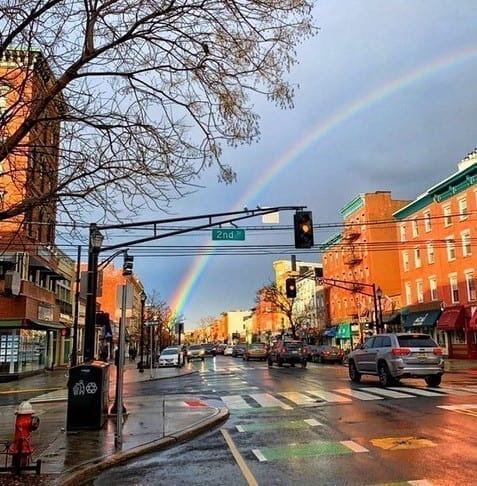 a rainbow over Hoboken, New Jersey