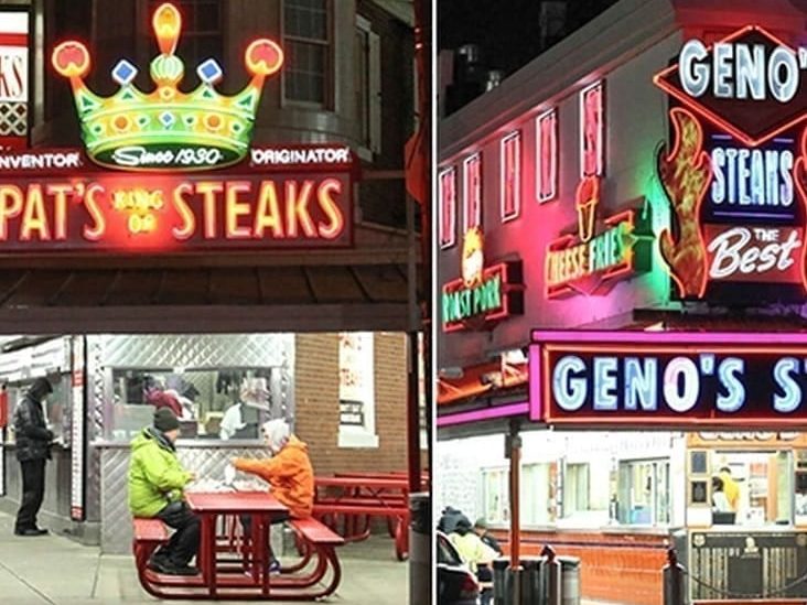 Famous Philly cheesesteak rivals in Passyunk Square Philly neighborhood
