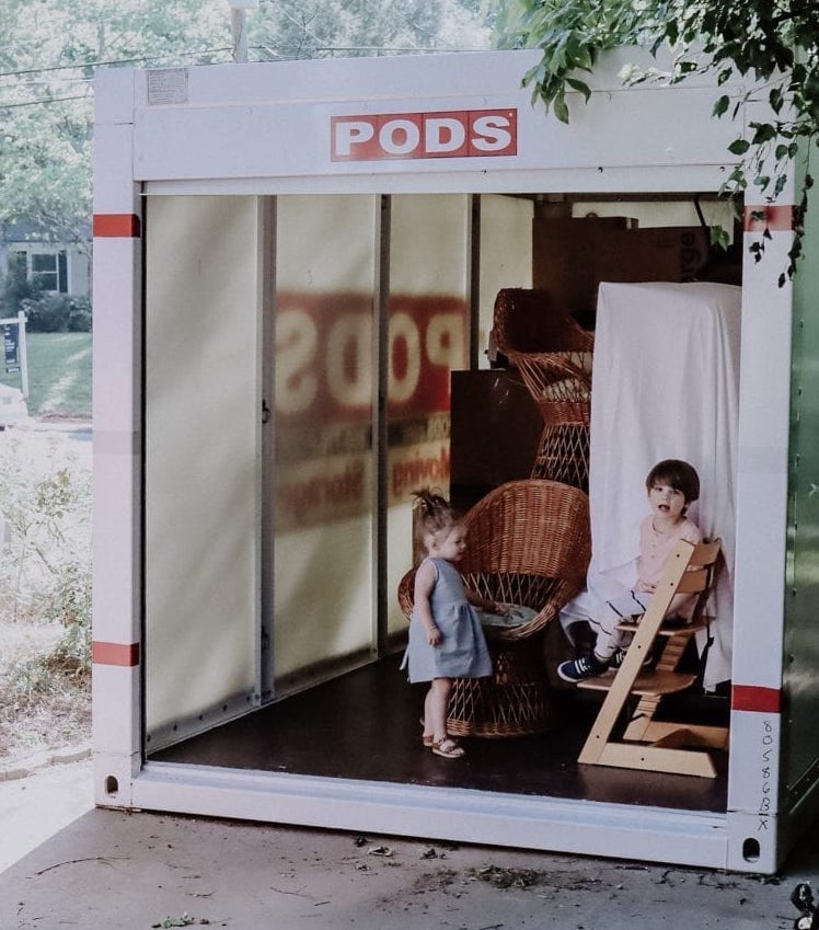kids taking a break while moving with PODS moving containers
