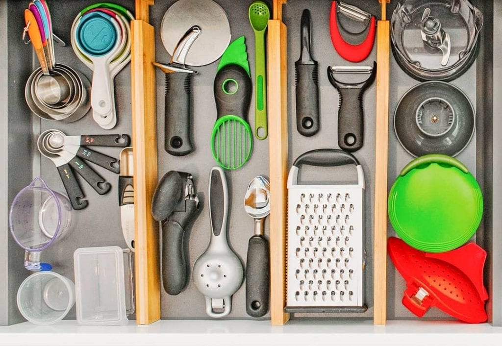 an organized kitchen drawer