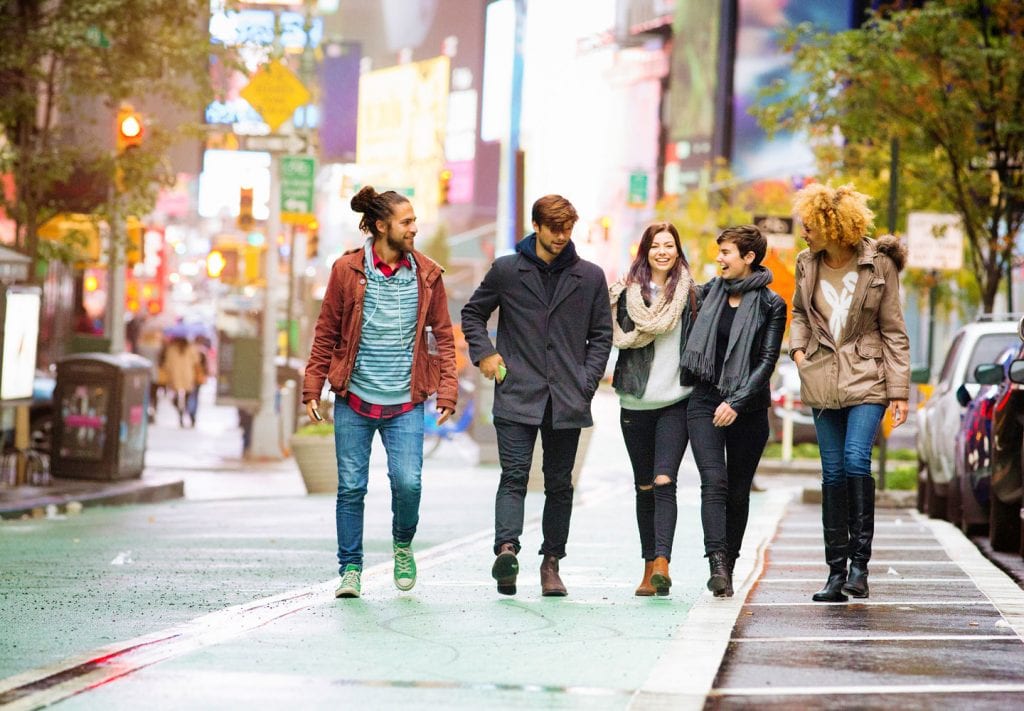 young adults walking in NYC