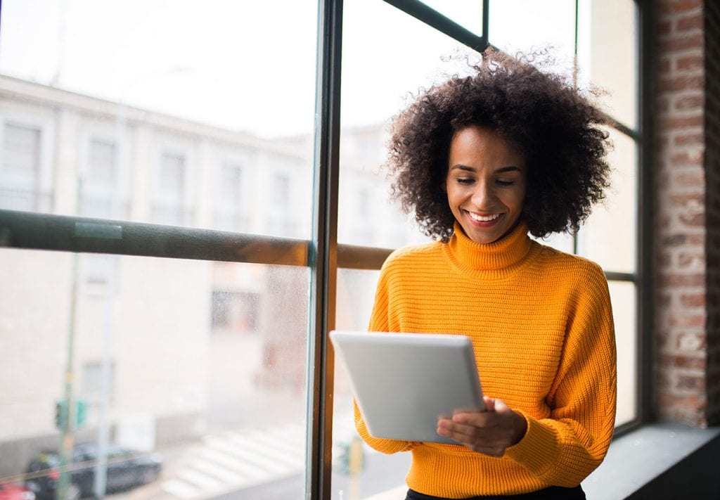 woman searching online