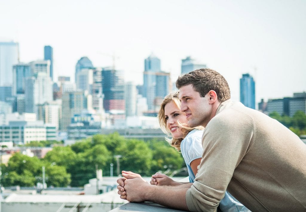 A couple looking out over Seattle