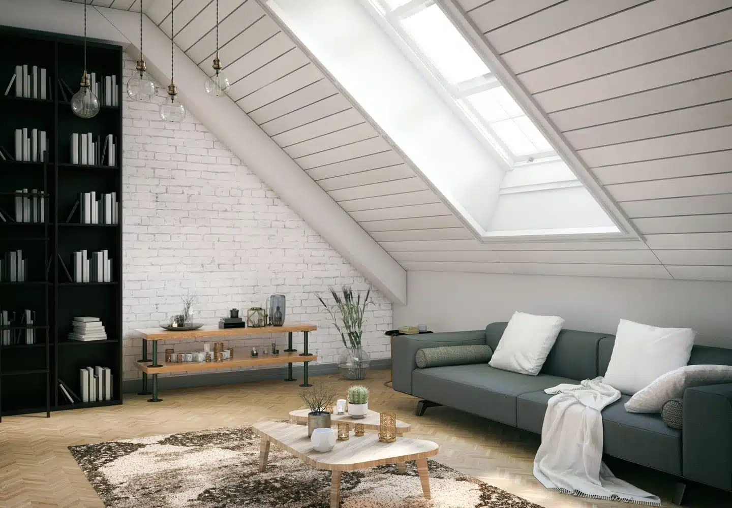 apartment loft with sunlight being let in through window