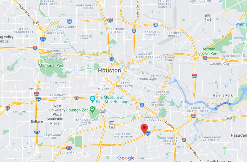 A Google Map of Houston, Texas, clearly shows the I-610 Loop around the city.