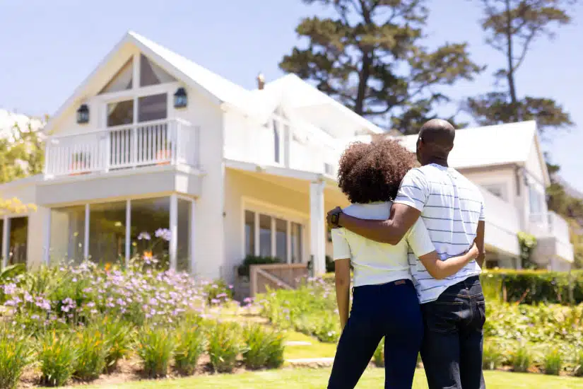 couple admiring summer house