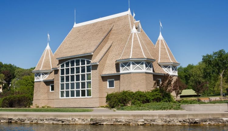 The castle-inspired Lake Harriet Band Shell venue in Linden Hills, Minneapolis