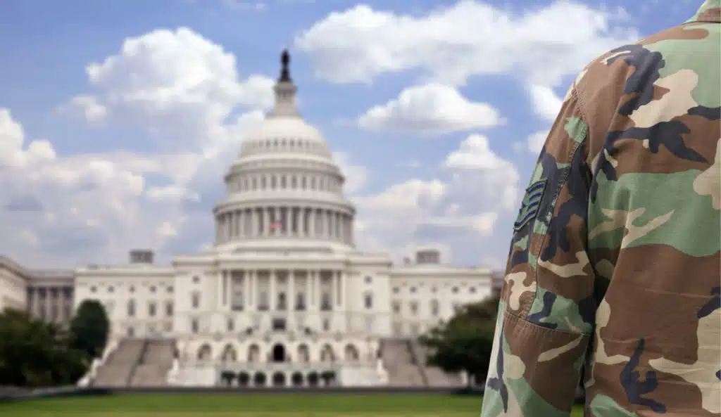 Military service person at US Capitol