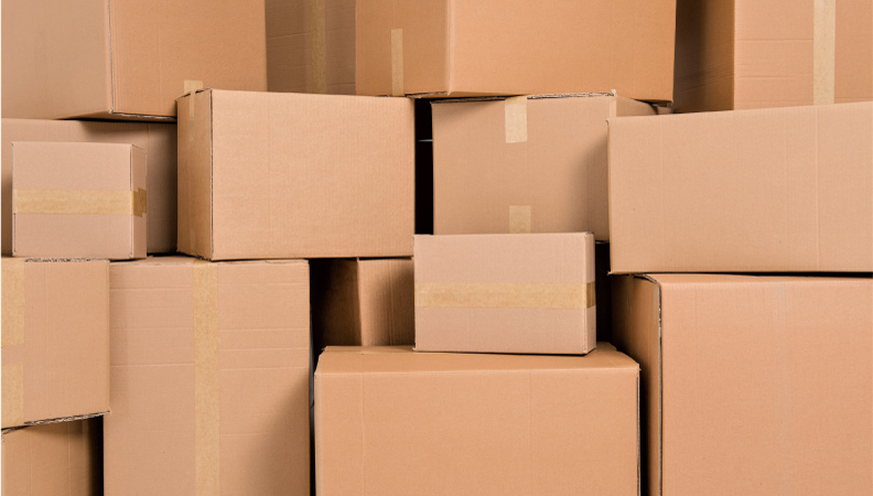 Stacks and stacks of  different sizes of cardboard boxes