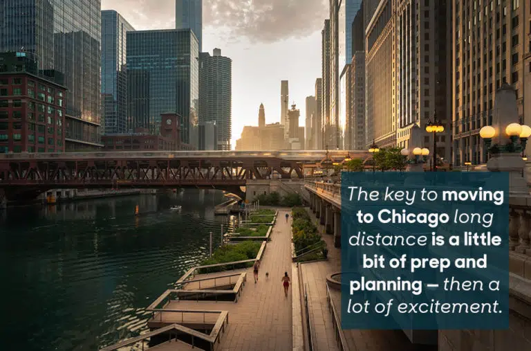 downtown Chicago, IL along the river in the morning