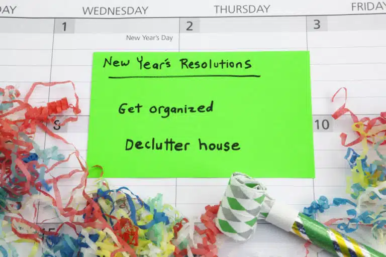 New Year's Resolutions note over a calendar