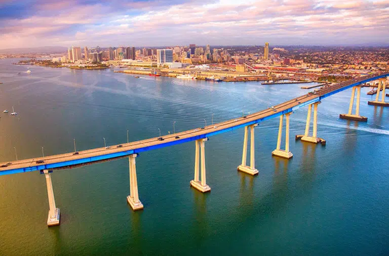 The San Diego skyline as seen from the Coronado Bridge