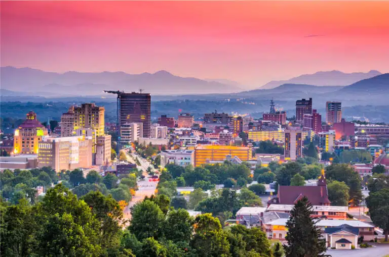 aerial view of Asheville, NC