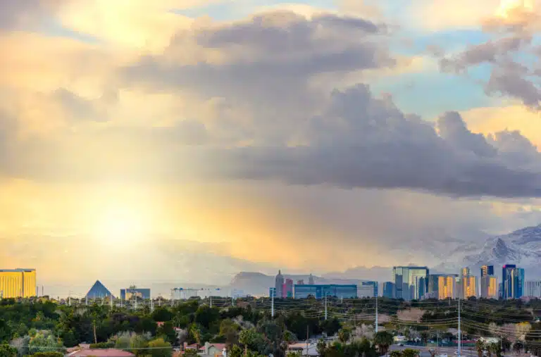 Las Vegas, NV skyline at sunset