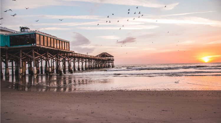 The pier at Cocoa Beach on Florida’s east coast at sunset