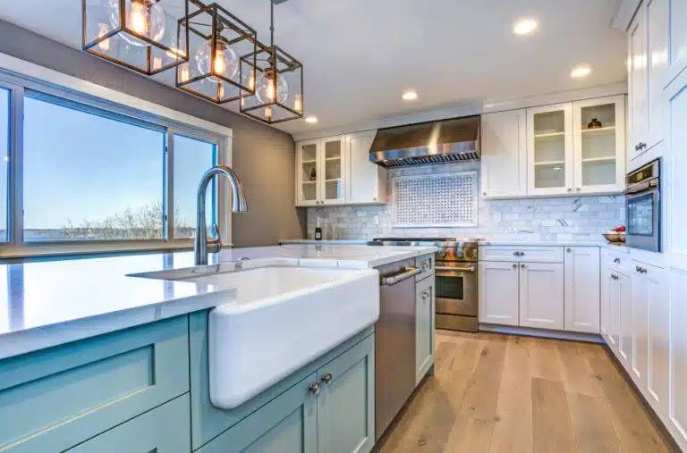 A recently renovated modern farmhouse kitchen