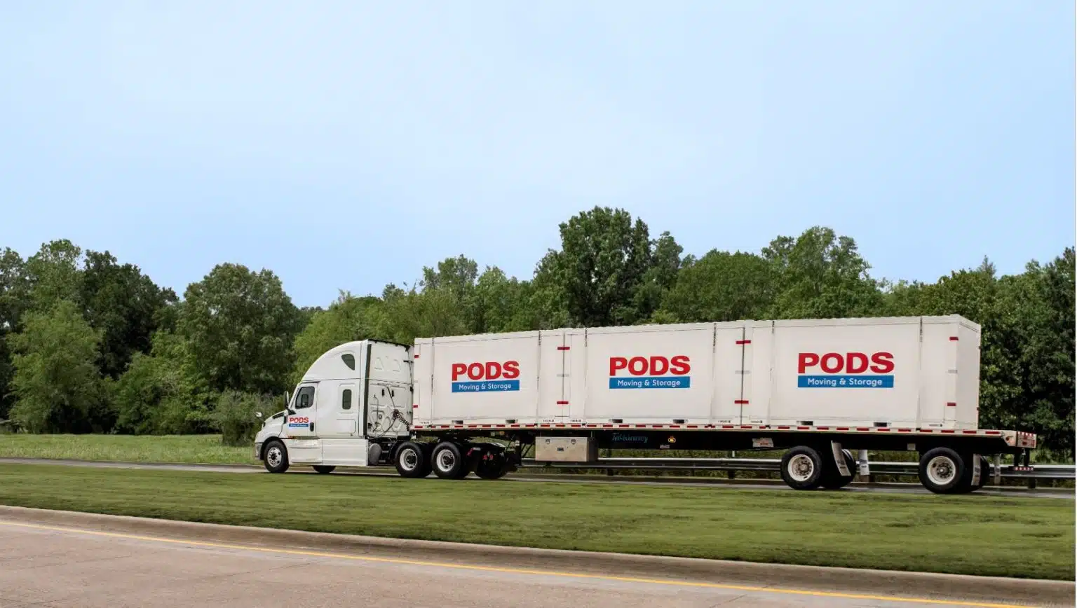 PODS truck on road