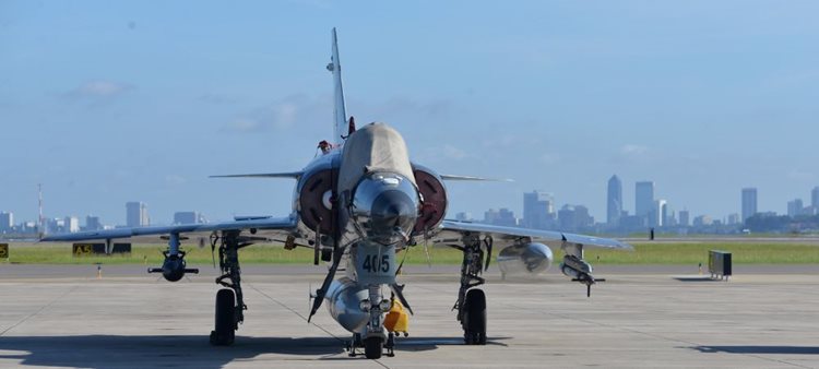 A military jet is pictured here at the third-largest Navy base in the U.S., Jacksonville Naval Air Station — a major military and civilian employer in the area.