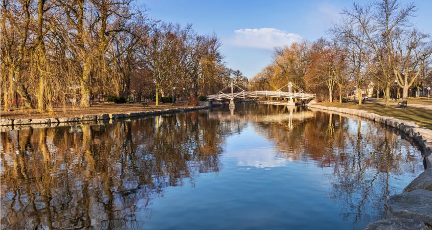 The pond at Victoria Park in Kitchener