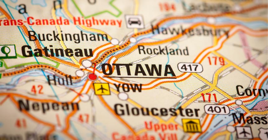 Map of Ottawa and surrounding areas