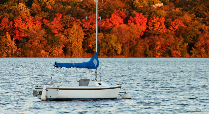 a sailboat on Lake Harriet in Minneapolis