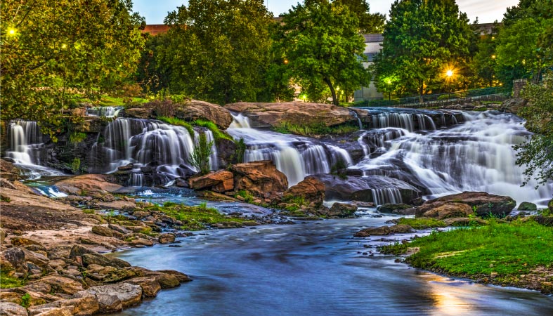 Reedy River Falls in downtown Greenville, SC. 