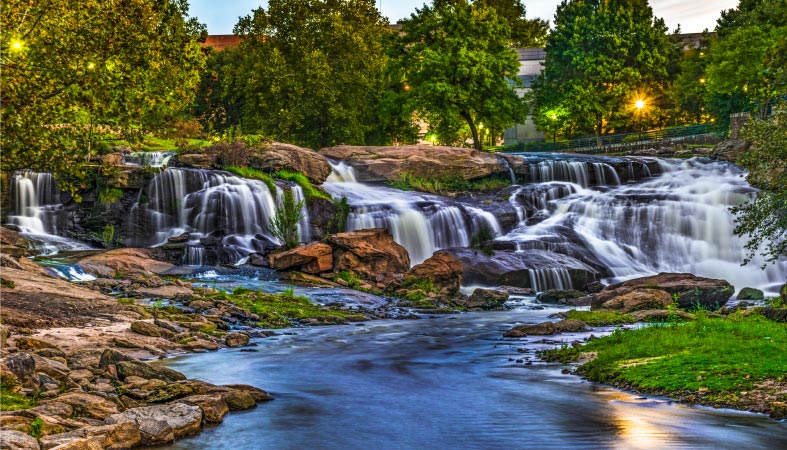 Reedy River Falls in downtown Greenville, SC.