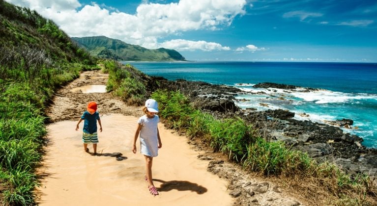 Hikers on an Oahu trail