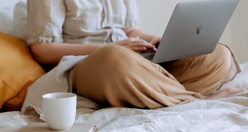 woman working on her laptop