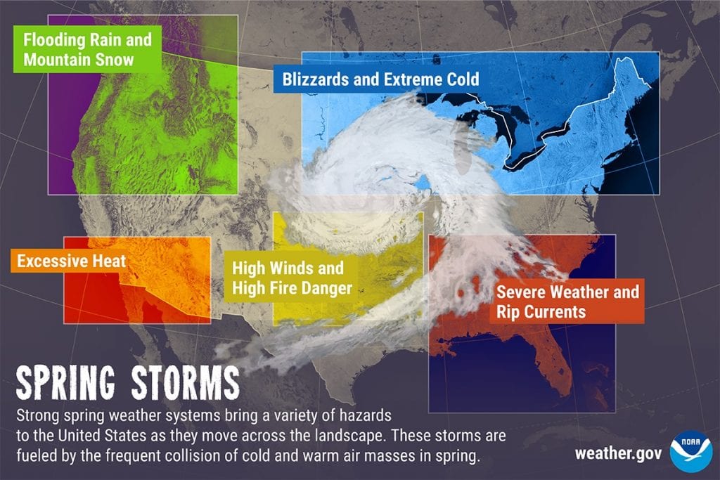 Spring Storm Warning Weather Map