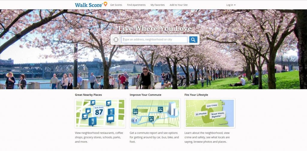 A screenshot of Walkscore.com